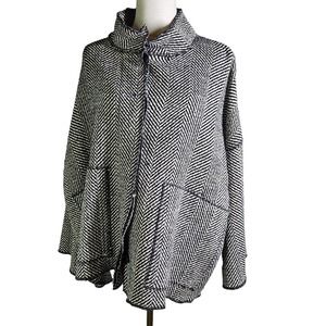 Vintage Cameleon Wool Herringbone Jacket S Oversized Boho Hippie Coat